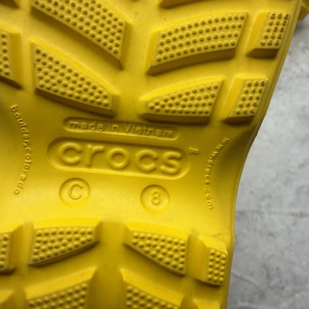 Crocs Handle It Rain Boots Kids C8 Yellow Waterproof Pull On Rubber Boots